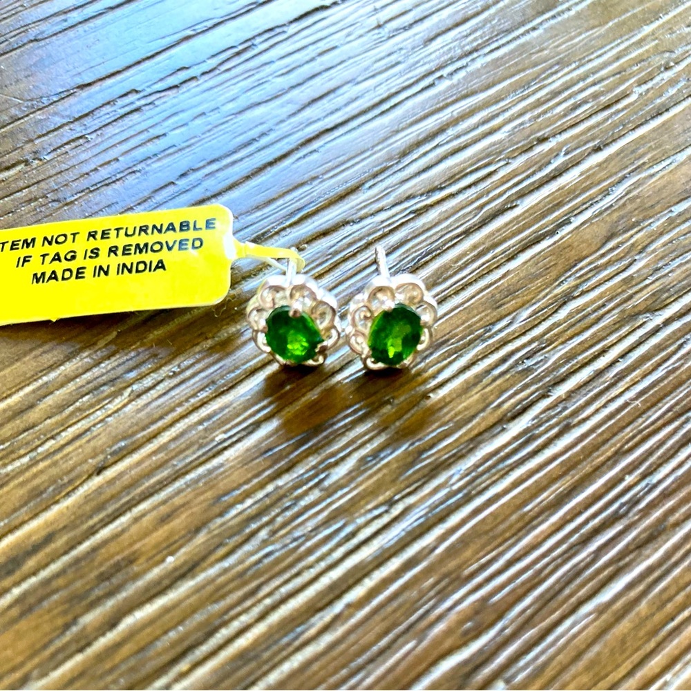 💚Chrome Diopside Filigree Stud Earring💚